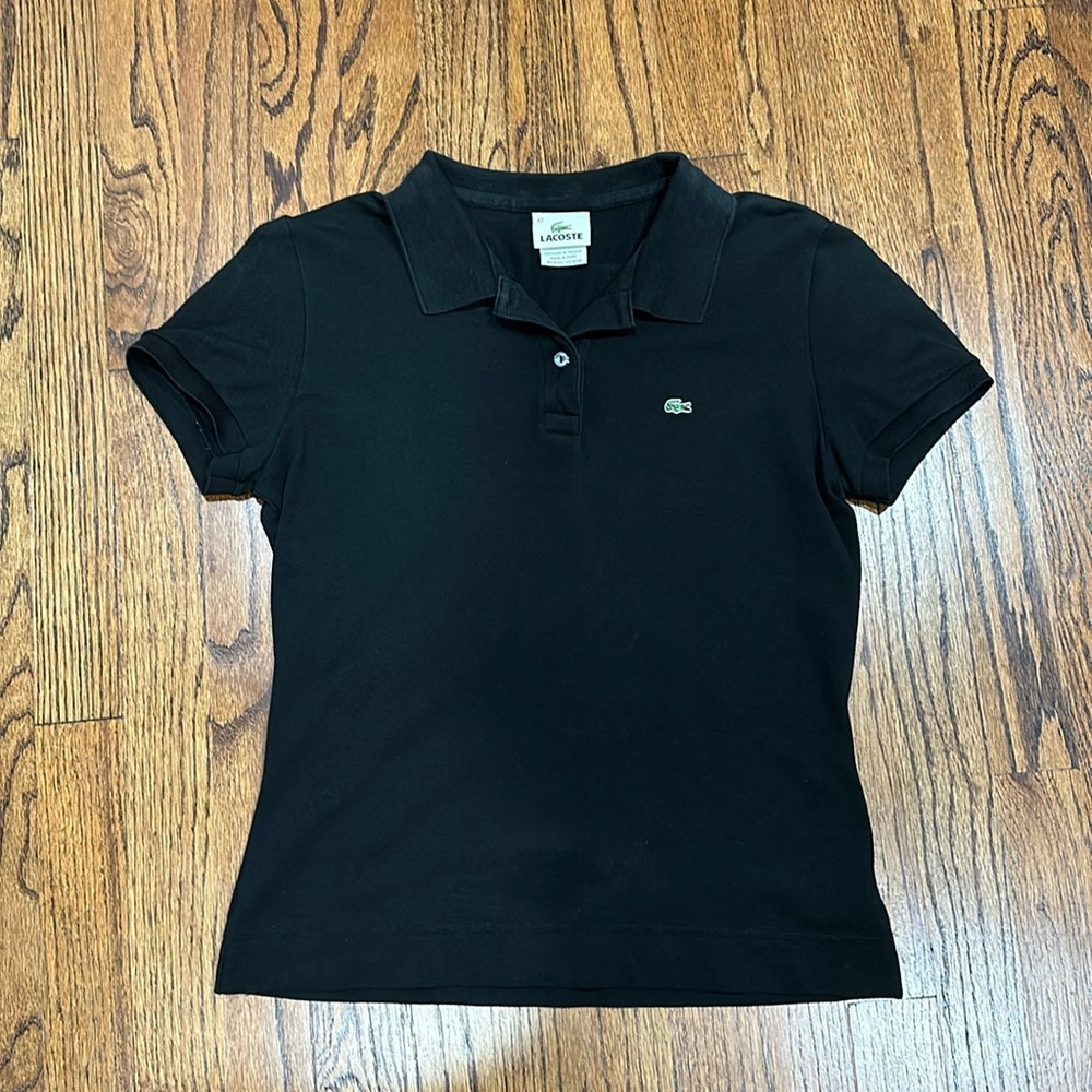 Lacoste Black Pique’ Polo - Size 42